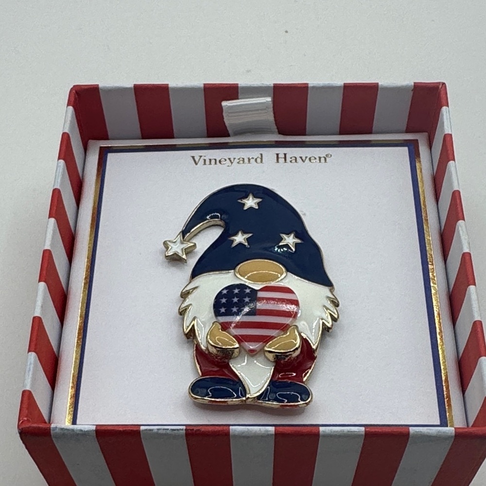 Vineyard Haven Patriotic Gnome Pin - Picture 3 of 6
